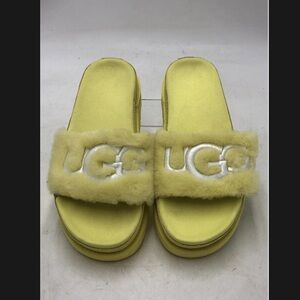 UGG Women's Yellow Fuzz Slide Sandals